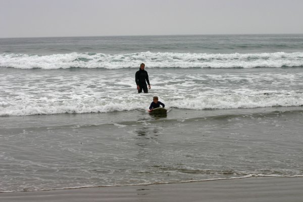 Matthew ride on dad's board
